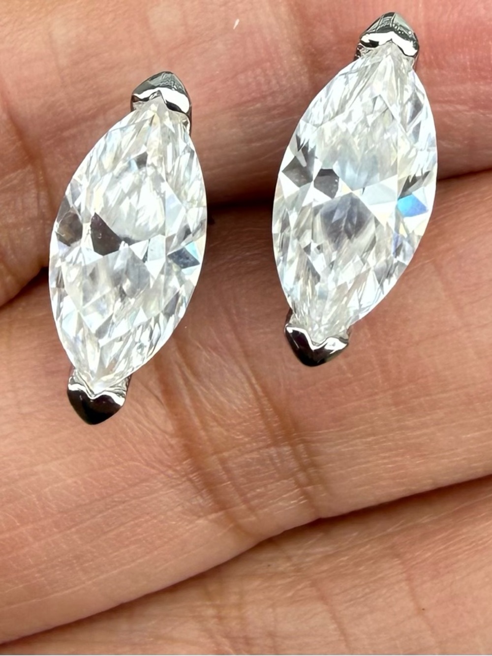 2 Carat Moissanite stone Marquise Earrings.